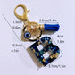 Blue Resin Initial Keychain - Evil Eye Letter Charm with Rhinestones & Tassel, Stylish Gift for Women, Lobster Clasp Accessory