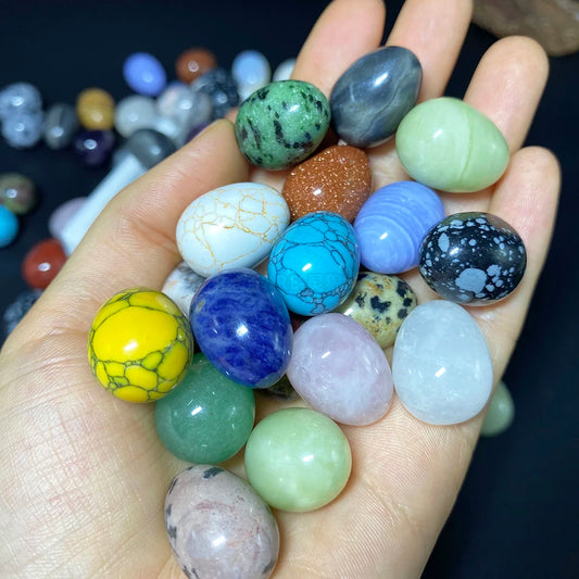 EG1-7 Mini Natural Stone Egg, Small Polished Egg Shaped Stone for Meditation Stress Relief Fidget Palm Desk Decor Gift
