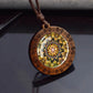 Sri Yantra Mandala Glass Necklace Wood Pendant Buddhist Sacred Geometry Jewelry Spiritual Yoga Gift