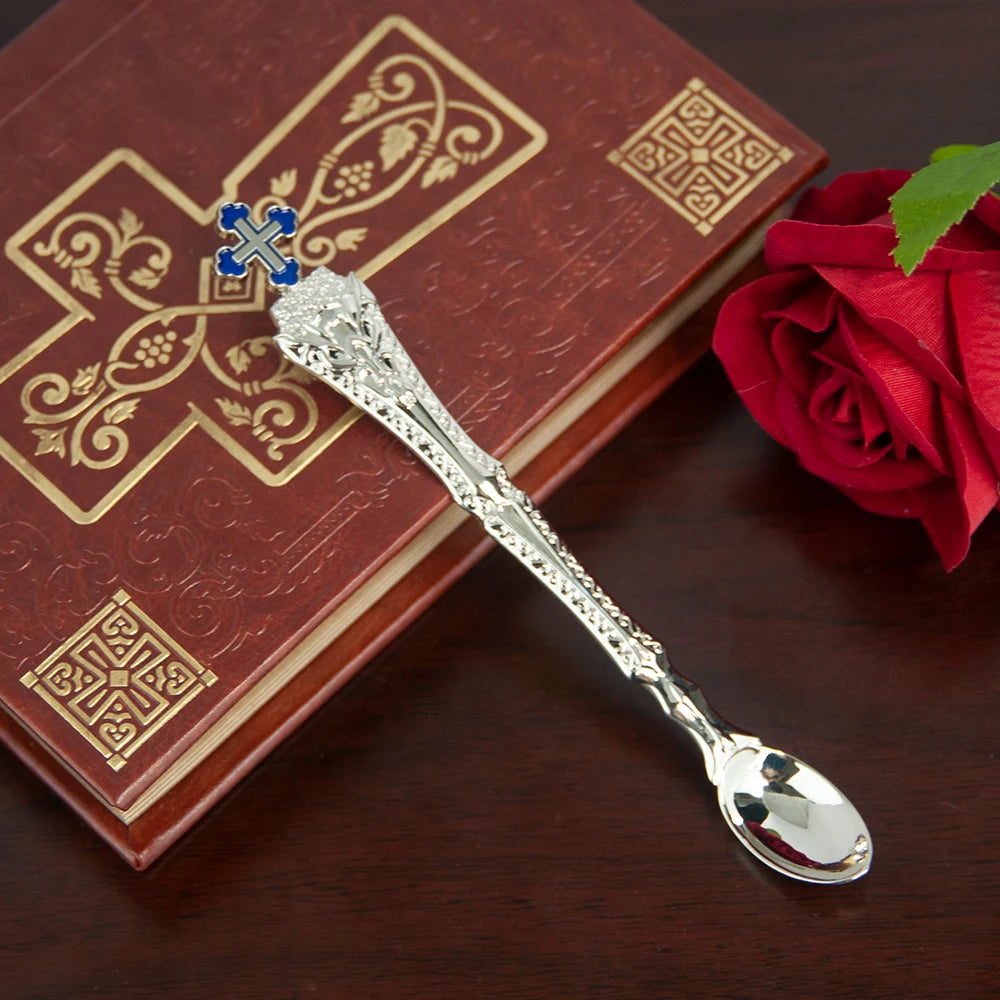 HTISOK Christian Chalice Church Ceremonial Supplies Alloy Metal Holy Cups Exquisitely Carved Holy Water Spoons And Cups