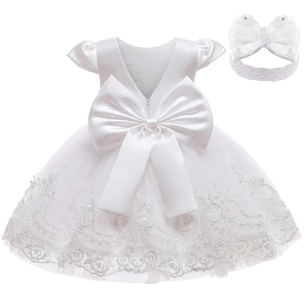 New Years Wedding Princess Dress For Girls Kid Vestidos Birthday One Year Dress Party Baptism Bow Clothes Christmas Costume 0-2Y