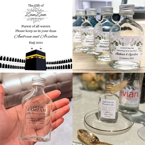 100pcs Custom A Gift Of Zam Zam Sticker Water Bottle Label Wedding Favours Hajj Umrah Mubarak Nikkah Adhesive Guest Gift Baptism
