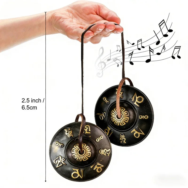 Metal Meditation Bells with Leather Strap Yoga Sound Healing Spiritual Decor Blessing Gift of Ancient Spells Tibetan Chimes