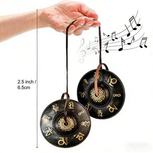Metal Meditation Bells with Leather Strap Yoga Sound Healing Spiritual Decor Blessing Gift of Ancient Spells Tibetan Chimes