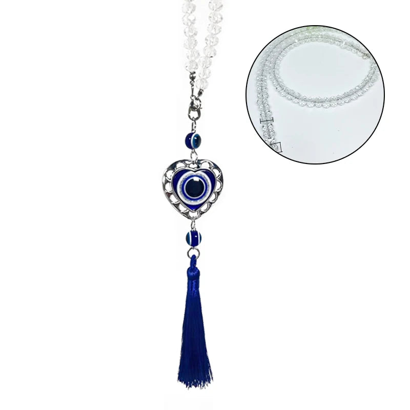 Crystal Tassels Blue Eyes Car Accessories Demon-Eye Auto Rearview Mirror Pendant Car Decoration Halloween Gifts Talisman For Man