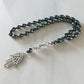 100% Natural 33 hematite Fatima/Hamsa jewelry Muslim rosary prayer beads Tasbih tesbih Allah Masbaha Misbaha sibha subha