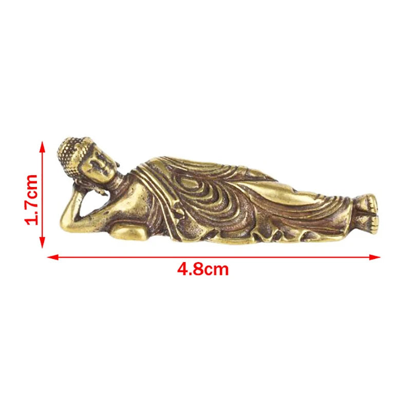 1PC Mini Retro Golden Lying Amitabha Buddha Statue Sculpture Figurines Copper Pure Brass Home Decoration Statues