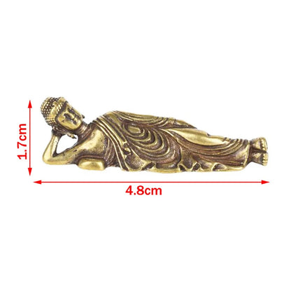 1PC Mini Retro Golden Lying Amitabha Buddha Statue Sculpture Figurines Copper Pure Brass Home Decoration Statues