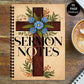 1PC Vintage Cross Floral Spiral Notebooks, Sermon Notes Journal for Church Service, Bible Study, Faith Reflection, Prayer Log, I
