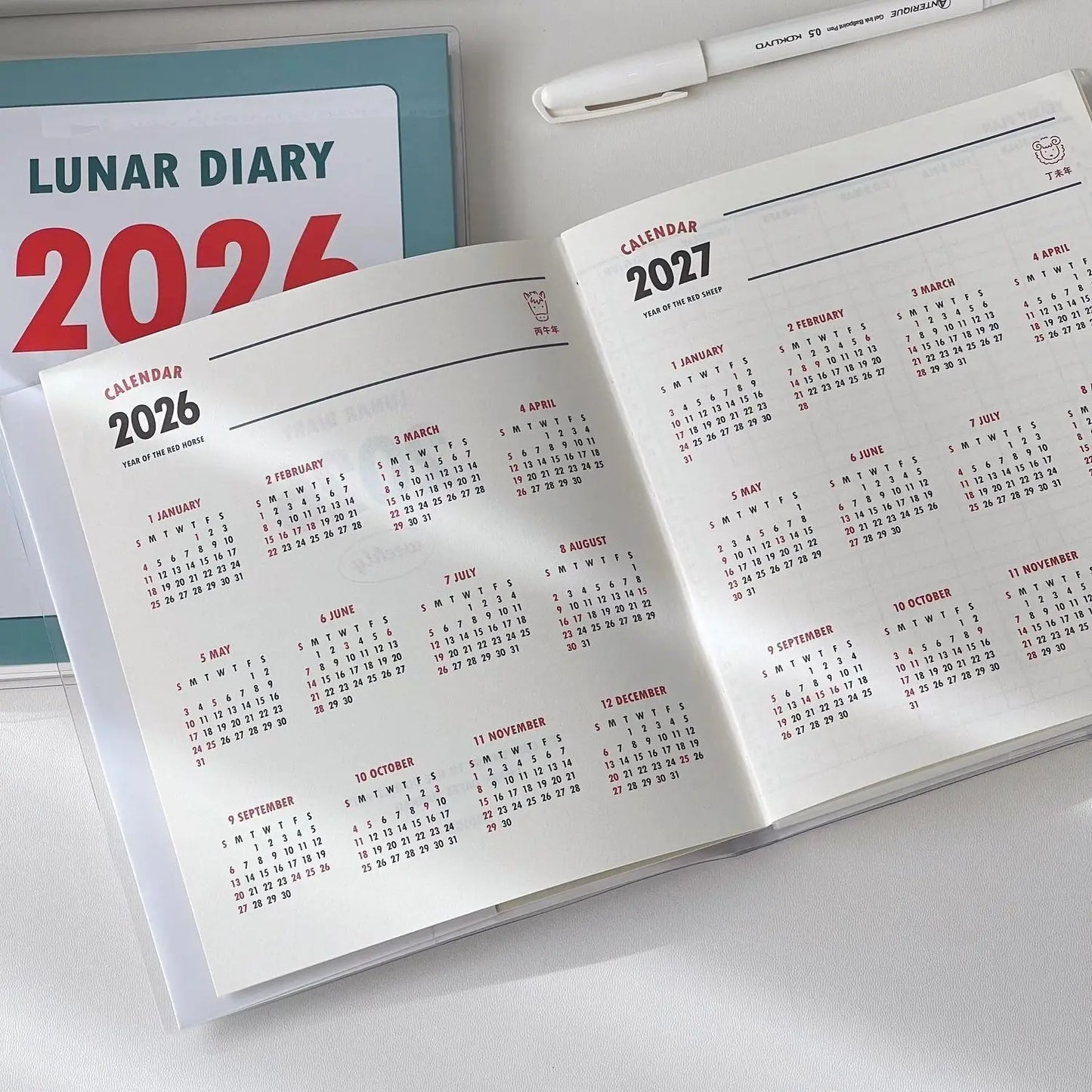 2026 Korean Notebook Schedule Book Student Monthly and Weekly Plans Journal Notebook Diary Planner Stationery Student Supplies