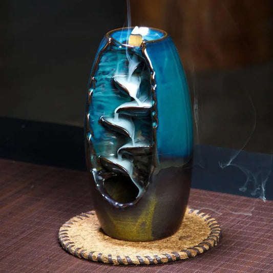 Waterfall Lucky Handcrafts Blue Backflow Incense Ceramic Aromatherapy Furnace Smell Aromatic