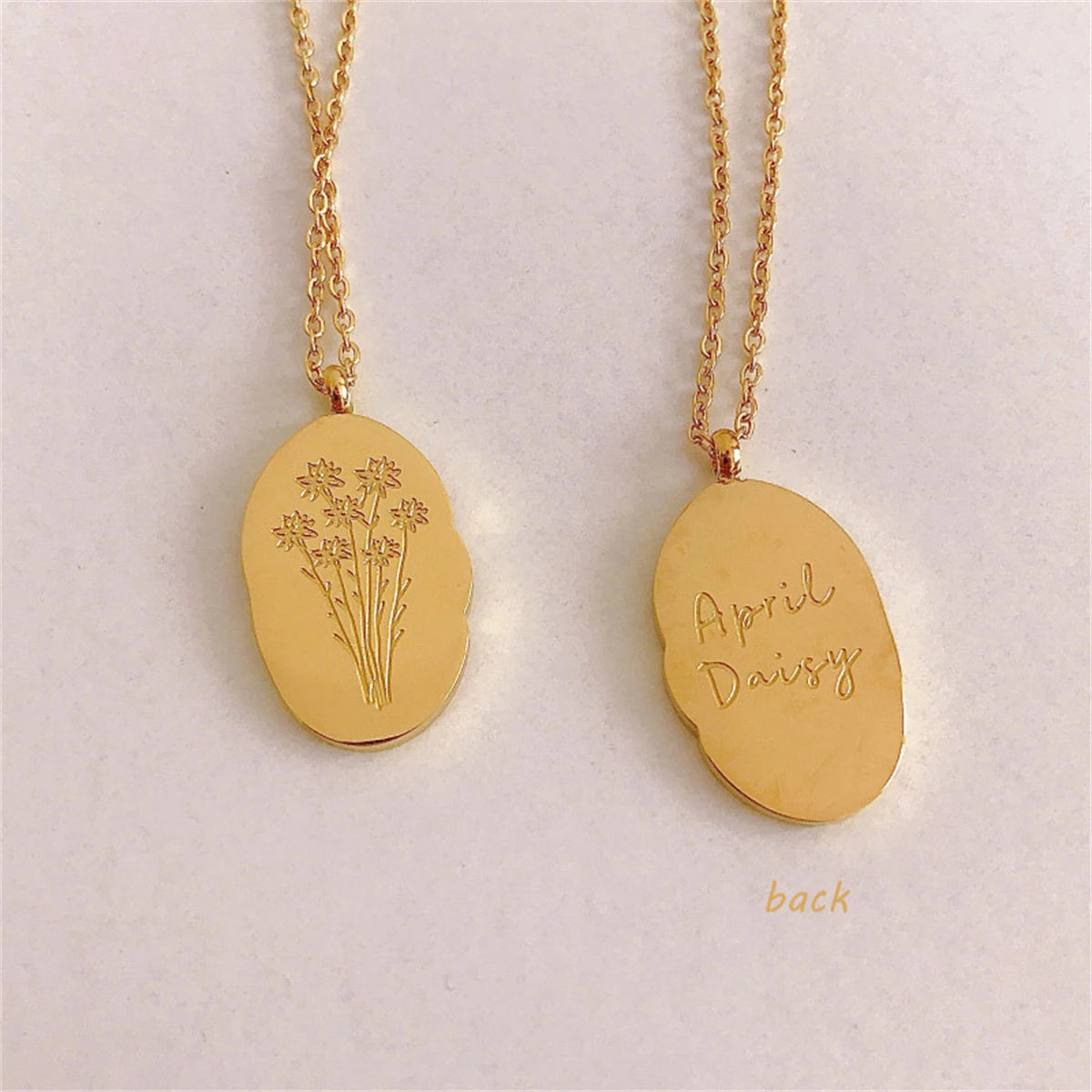 Titanium Steel December Flower Irregular Pendant Necklace Birth Flower Necklace Month Flower Color Preservation