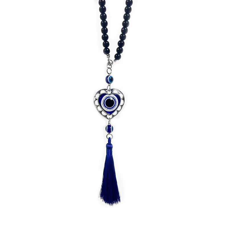 Crystal Tassels Blue Eyes Car Accessories Demon-Eye Auto Rearview Mirror Pendant Car Decoration Halloween Gifts Talisman For Man