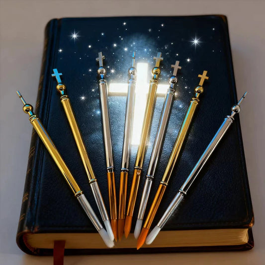 Gold Silver Plated Orthodox Liturgical Brush with Cross Top for Church Chrism Anointing Religious Devotion Christian Gift