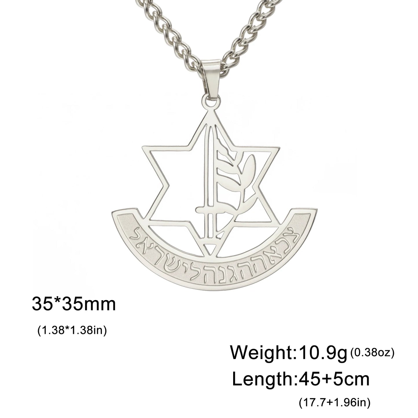 LIKGREAT Hexagram IDF Symbol Necklace Women Men Star of David Chai Pendant Jewish Stainless Steel Jewelry