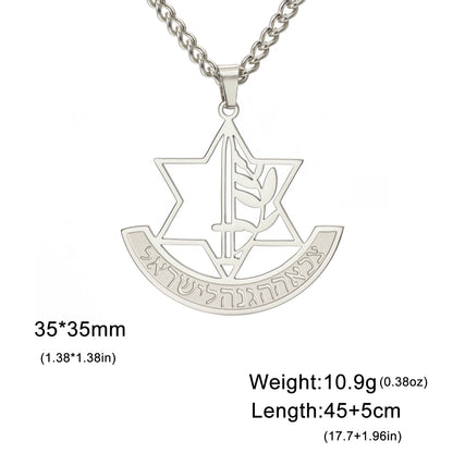 LIKGREAT Hexagram IDF Symbol Necklace Women Men Star of David Chai Pendant Jewish Stainless Steel Jewelry