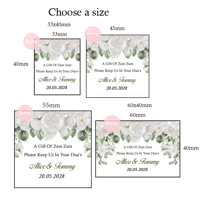 100pcs Custom A Gift Of Zam Zam Sticker Water Bottle Label Wedding Favours Hajj Umrah Mubarak Nikkah Adhesive Guest Gift Baptism