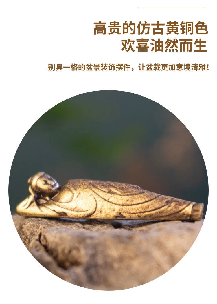 Micro Landscape Bronze Chinese Buddha Ancient Tea Ceremony Zen Moss Rockery Bonsai Sand Table Decorationfairy Garden Miniatures