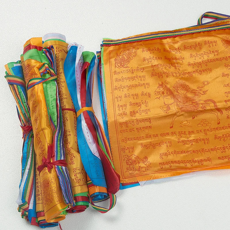 Tibetan Buddhism Satin Prayer Flags 5 Color Prayer Flags Xizang Longda Prayer Flag Decor Pray for Happiness Health Fengma Flag
