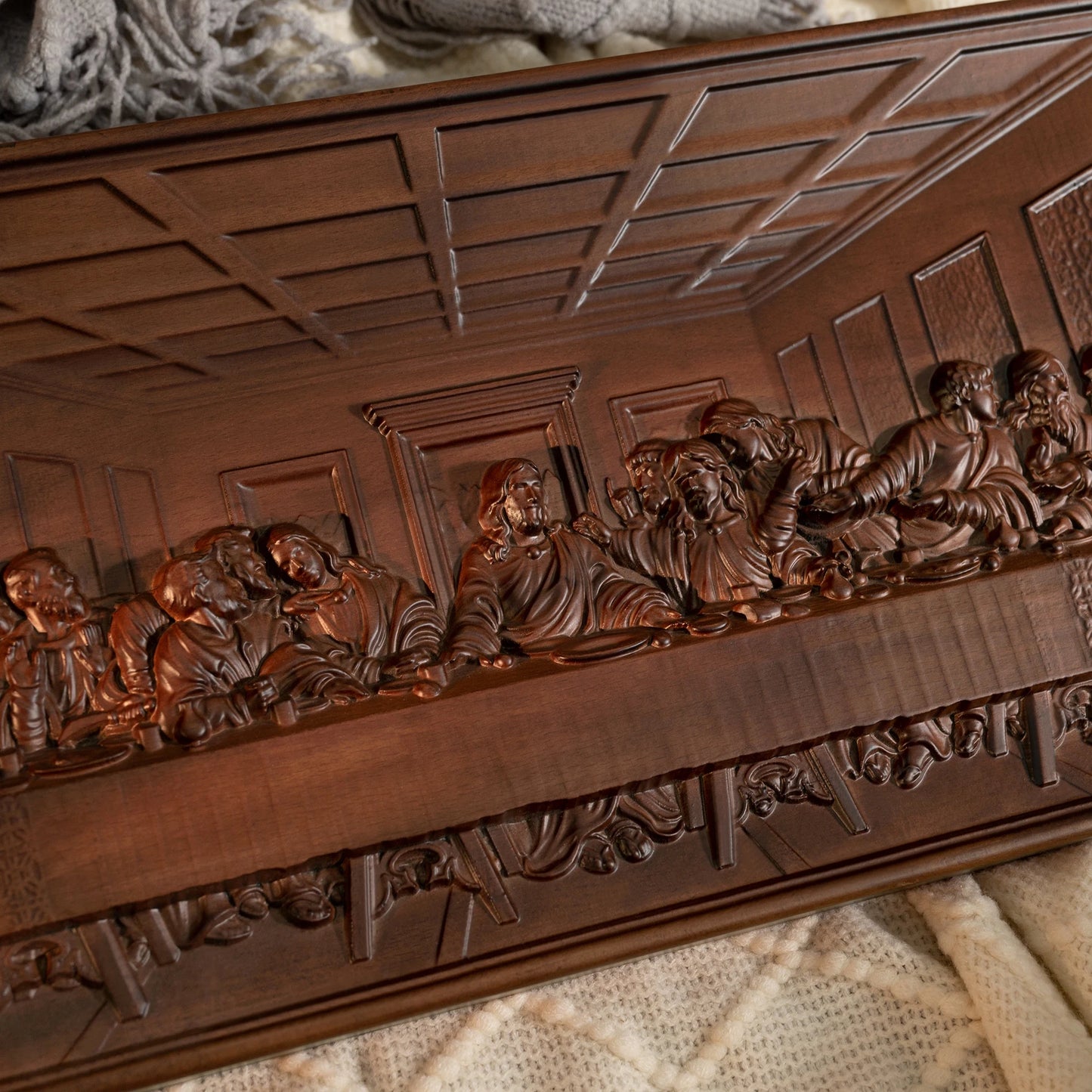 The Last Supper Mural Jesus Christ Home Decoration Wooden Plaque, Carving Wall Decoration, Famous Painting, 50cm