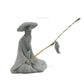 Fish Tank Garden Sitting Fishing Sandstone Vintage Ornament Aquarium Mini Fisherman Statue Asian Zen Decoration  Home Decor