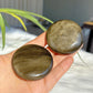 1pc Golden Obsidian Palm Stone - Round Polished Worry Stone with Black & Golden Veins, Home Decor, Collector's Display