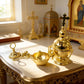 New Gold Plated Catholic Orthodox Hanging Censer Set with Bells for Church Home Altar Incense Burning Religious Devotion Gift