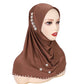 Trendy Muslim Instant Hijab Beads Bonnet Stretch Scarf Islamic Headband Jersey Hijab Headwrap Turbante for Women