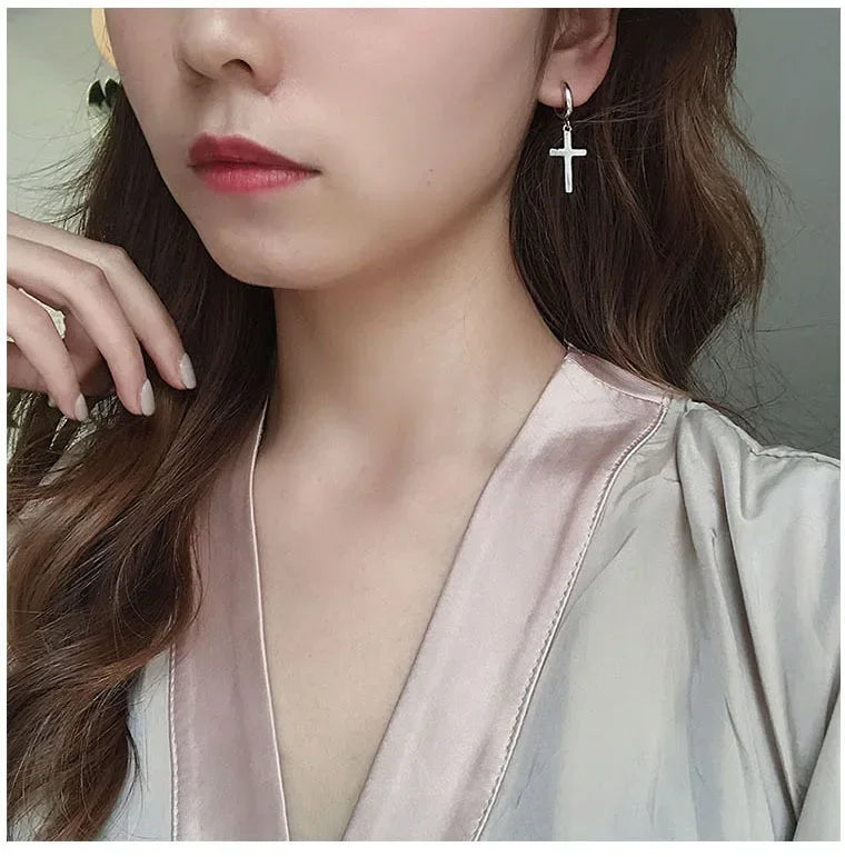 925 Sterling Silver Earrings Cross Earrings Creative Hot Sexy Jewelry For Women Gift Customized