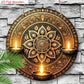 2D Flat One Piece Wooden Traditional Oil Lamp And Artistic Painted Design Happy Diwali Round Sign for Decorating Home Bedroom Li