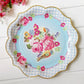 8pcs Chinese Blue White Porcelain Plate Party Decoration Plate Retro Wave Edge Plate Holiday Cake Plate Disposable Paper Plate