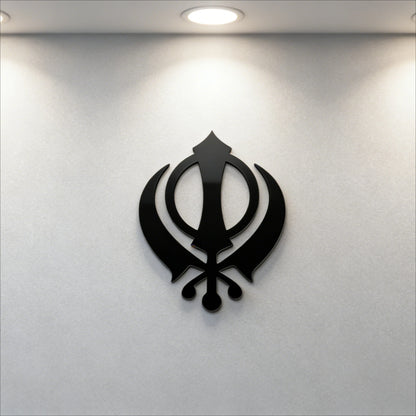 Khanda Icon Acrylic Sign Double Sword Design Wall Art Home Decor Self Adhesive Door
