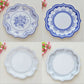 8pcs Chinese Blue White Porcelain Plate Party Decoration Plate Retro Wave Edge Plate Holiday Cake Plate Disposable Paper Plate
