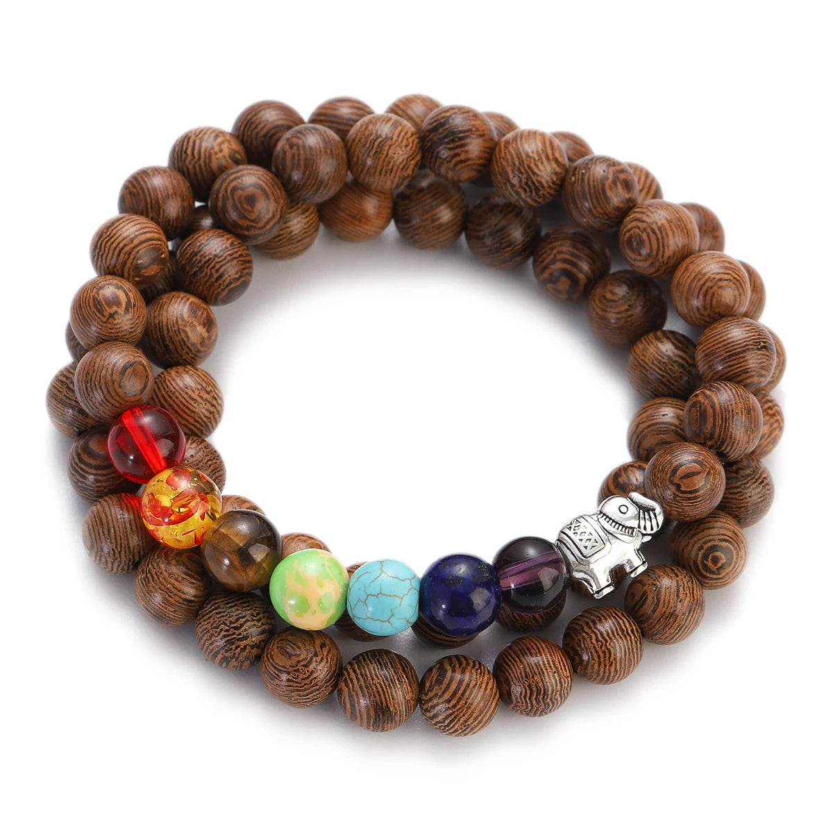 Multilayer Wood Beads Buddha Lotus OM Bracelet Tibetan Buddhist Mala Charm Rosary Bracelet Yoga Wooden For Women Men Jewelry