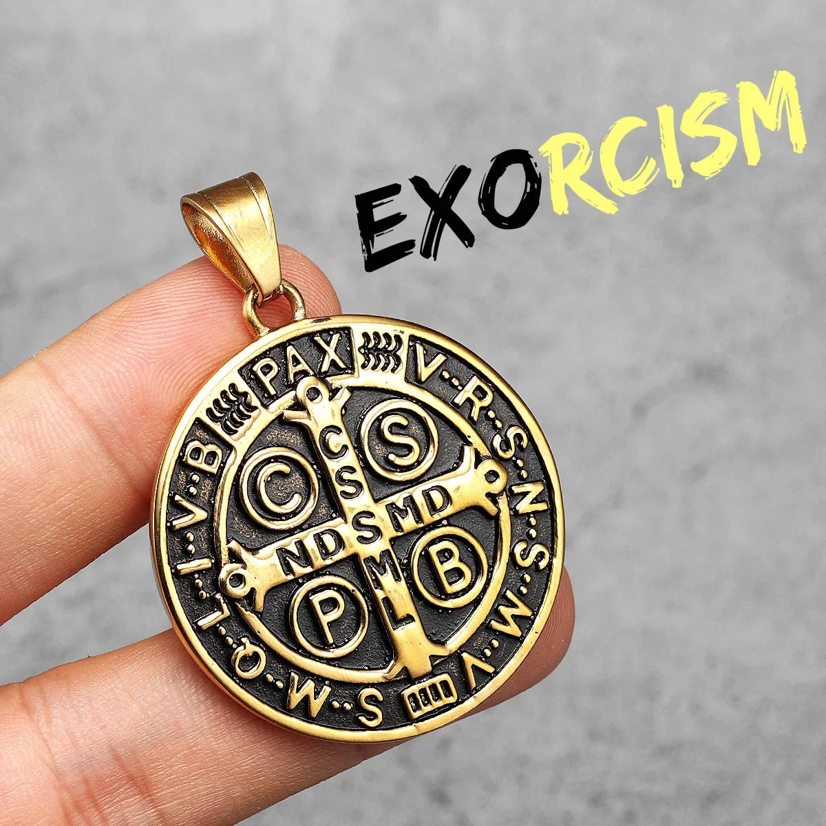 St.Benedict Exorcism Powerful Amulet Men Necklaces Stainless Steel Pendant Chain Women Jewelry Vintage Halloween Gifts Wholesale