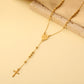 LUXUKISSKIDS Catholic Rosaries Beaded Prayer Cross Pendant Necklace Rosary Prayer Long Stainless Steel Necklaces Collier Jewelry