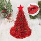 Christmas Tree Hats Fabric Rain Silk Hat for Adults Kids Funny Santa Hat with Tinsel Xmas Holiday Party Costume New Year Decor