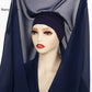 Premium Chiffon Hijab With Bulit-in Magnets Solid Color Easy To Wear Shawl Wrap With Undercap For Muslim Women