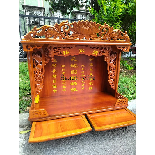 Altar Wall-Mounted Buddha Statue Offering Table Incense Holder Storage Rack