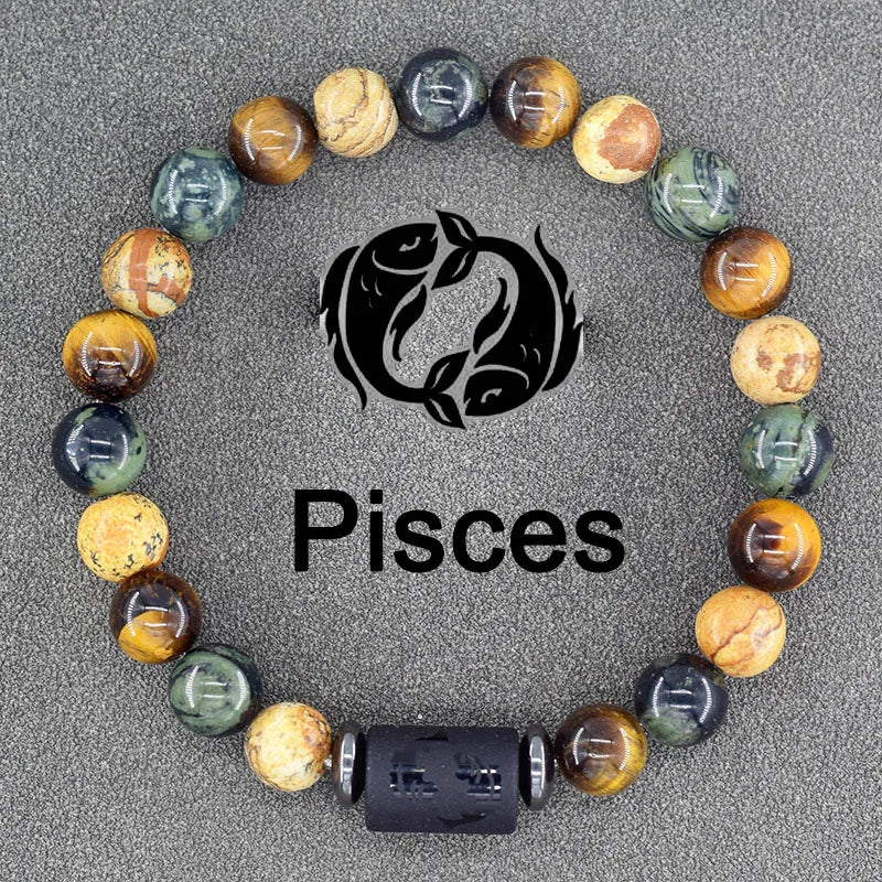 Zodiac Sign Bracelet Homme 12 Constellation Bangles Men Gemini Virgo Leo Libra Bracelet Women Friendship Gift Bracelet on Hand
