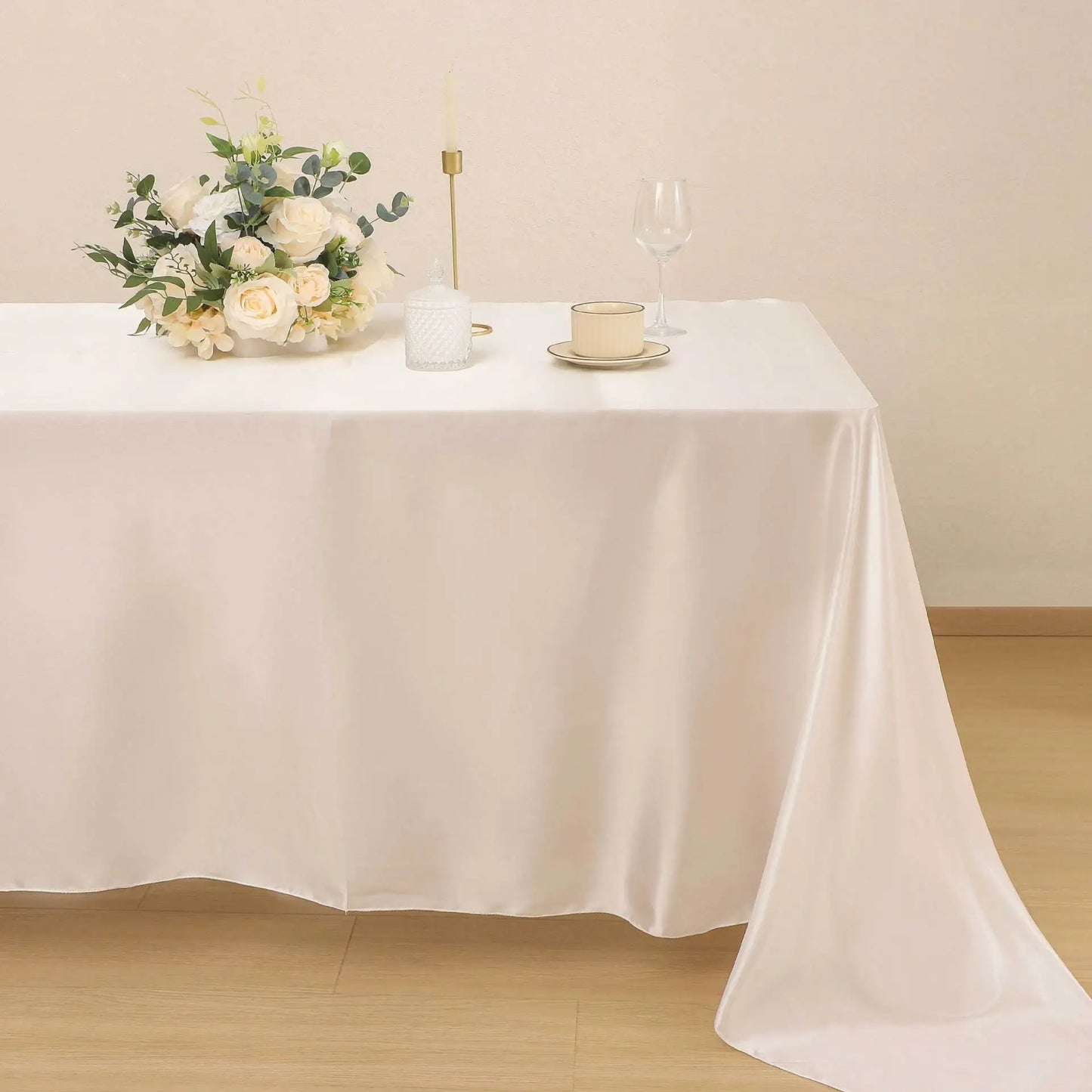 Rose Gold Satin Tablecloth,Nordic Style Elegance Wedding Dust-Proof Table Cover,For Dinning Birthday Party Tabletop Decor