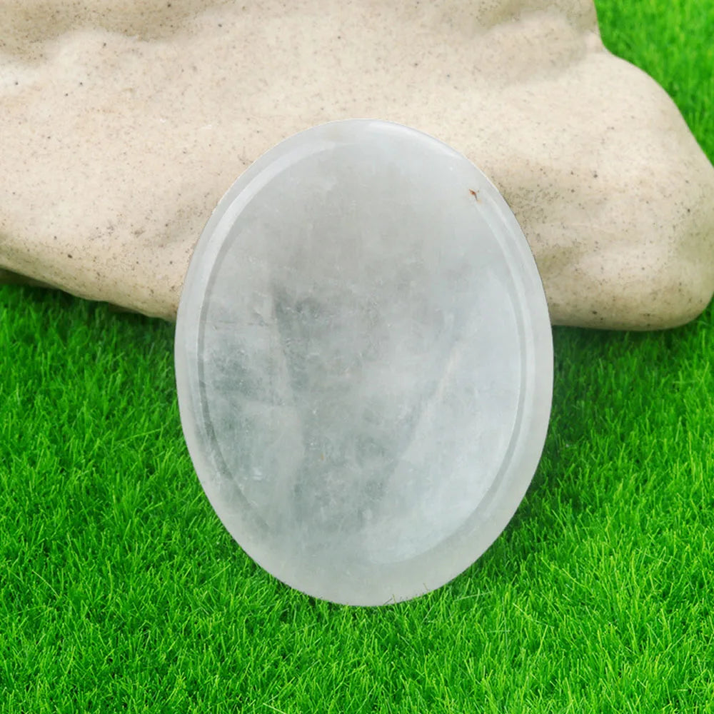 1pc 45x35mm Oval Worrystone Natural Crystal Amethysts Agate Massage Thumbtack Stone Forgetting Stone Jewelry Accessories Gifts