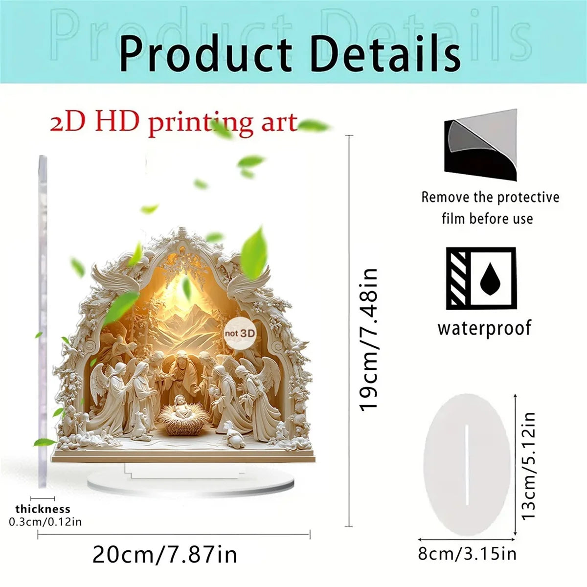 2D Acrylic Desktop Christmas Decor - Jesus' Birth Virgin Mary Angel Cartoon Print Christian Home Christmas 2026 New Year Gift