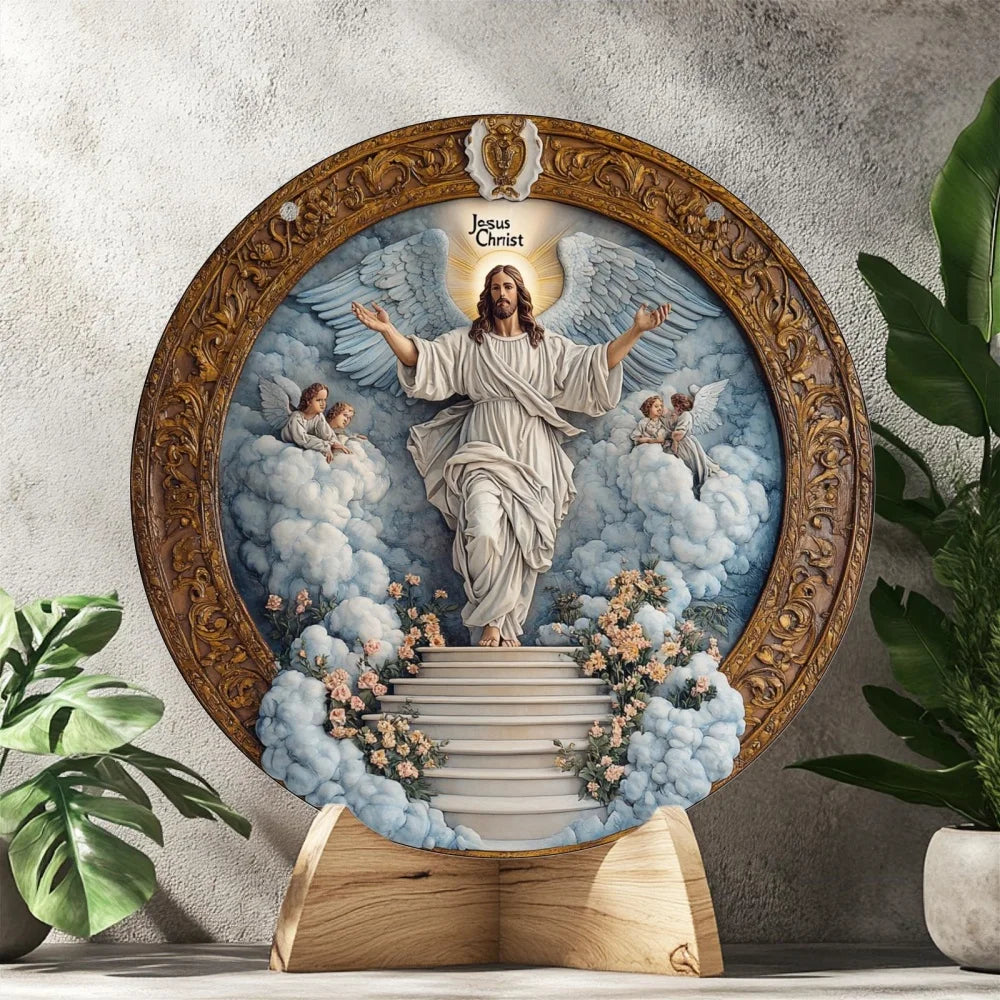 Art Deco Acrylic Religious Jesus Sun Catcher,Wall Hanging Decorative Sign for Home & Garden, Multipurpose Religious Theme Plaque