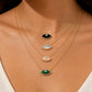 Luxury Natural Stone Evil Eye Pendant Necklace Inlaid Zircon Fashion Stainless Steel Clavicle Chain Jewelry Party Gift for Women