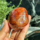 1pc Fire Quartz Palm Stone - Red Hematoid Crystal Worry Stone, Ideal for DIY Jewelry & Home Decor, Perfect Holiday Gift