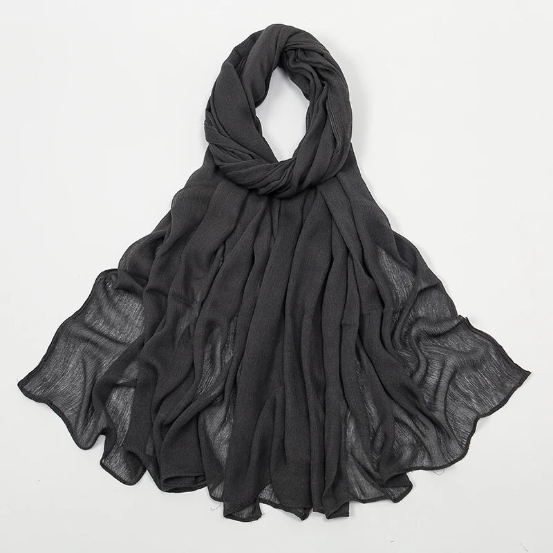 New Crinkle Rayon Hijab For Women Muslim Scarf Long Shawls Solid Islamic Turban Headband Heascarf Wraps Ramandan Headband