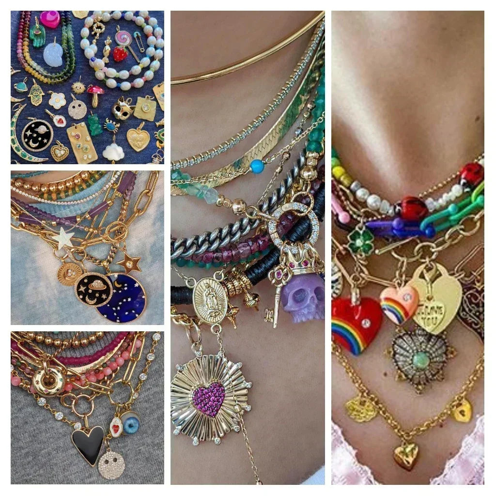 Goth Cross Chrams for Jewelry Making Supplies Golden Angel Charm Stainless Steel Long Chain Dijes Diy Necklace Earring Bracelet