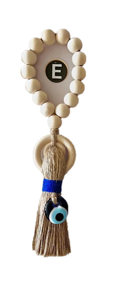 Wooden Guardian Amulet Tassel with Glass Evil Eye Bead Door-Knob Handle Hanging Modern Home Aesthetic Décor Home Decor Gift