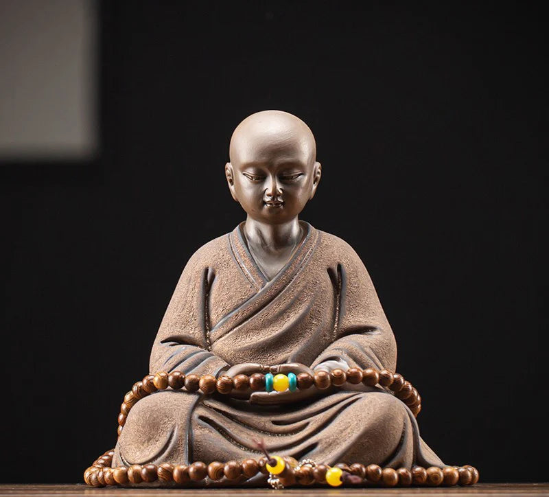 Ceramics  Little Monk sculptures and figurines  ceramic buddha statue Home Room Office Wealth Luck Feng Shui Decor blessing gift